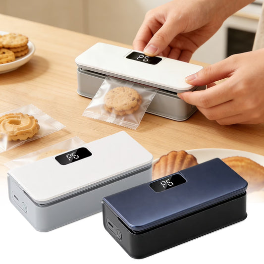 Rechargeable Mini Bag Sealer with LED Display, Portable Handheld Heat Sealer with Adjustable Temperature, Reseals Plastic Snack Coffee Bags for Home Kitchen Food Storage & Fresh Keeping, White